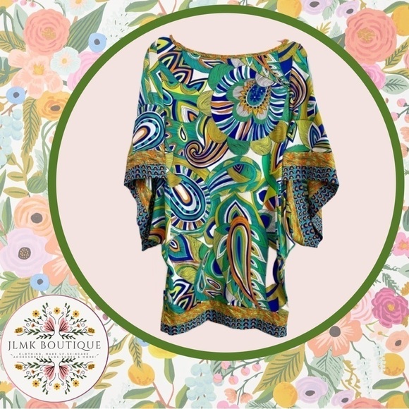 👙👗Trina Turk Tropical Flowers Swim Jersey Swimsuit Cover Up Tunic/Dress👙👗 - Picture 1 of 8